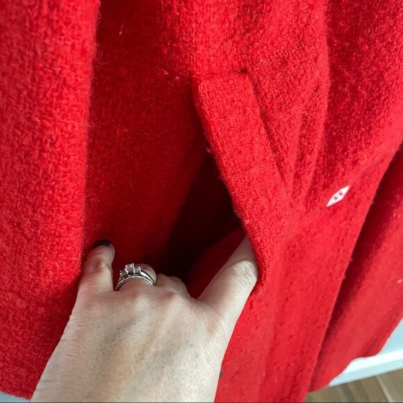 Vintage | Castletons SLC 60s 70s Bright Red Tweed Swing Coat Jacket Button Front - Picture 8 of 10